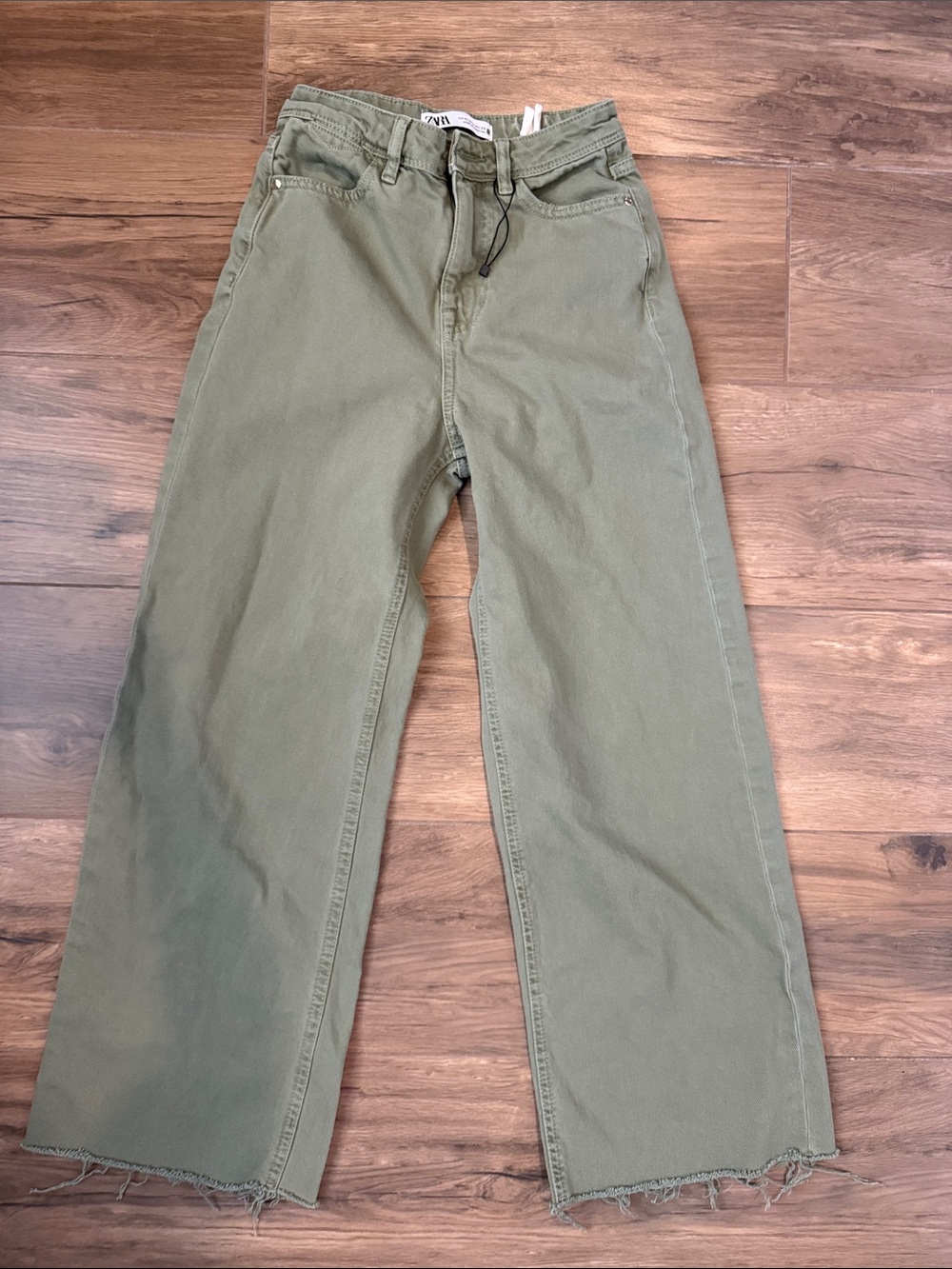 Zara Olive Green Wide Leg Jeans size 0. Please read description.